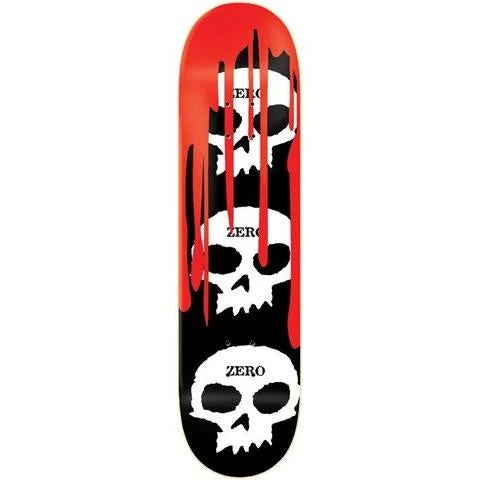 Skateboard Deck for Kids-Zero 3 Skull R7 Deck Black / Red / White 8.25