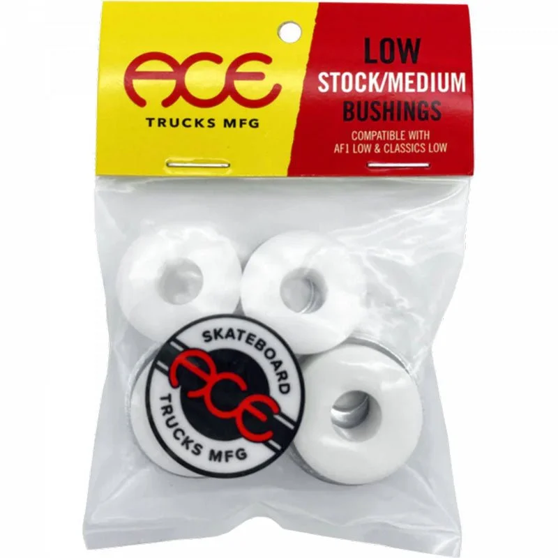 Skateboard Hardware for Long-Distance Riders-ACE Trucks 91a 86a LOW Stock Medium White Skateboard Bushing Kit 2pr