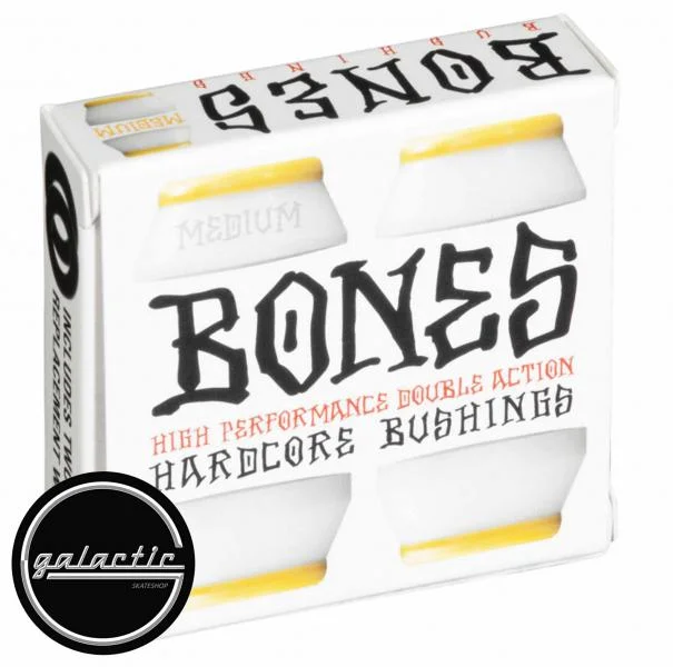 Skateboard Hardware with Advanced Engineering-Bones Bushing Hardcore #3 Yellow/White Medium