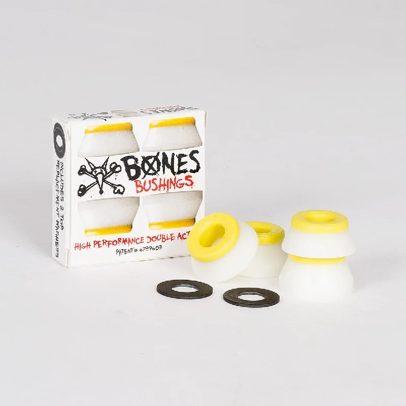 Skateboard Hardware for Heavy-Duty Use-Bones Hardcore Bushings Medium Yellow/White x2