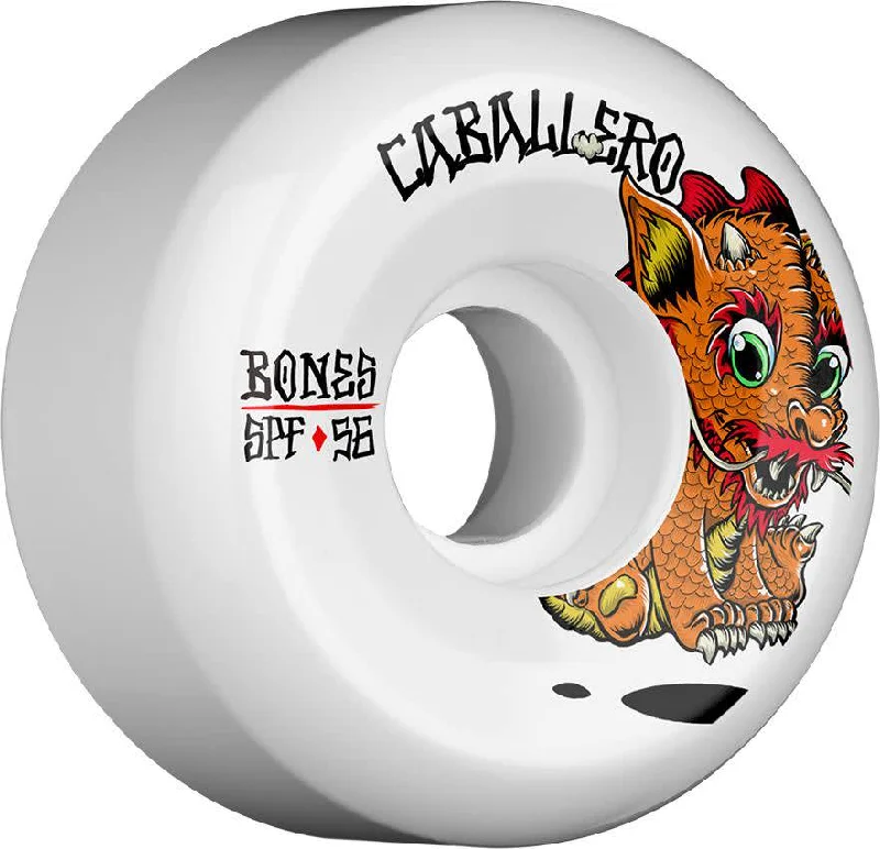 Longboard Skateboard Wheels-BONES SPF PRO CABALLERO BABY DRAGON 56MM WHEELS - WHITE (SET OF 4)