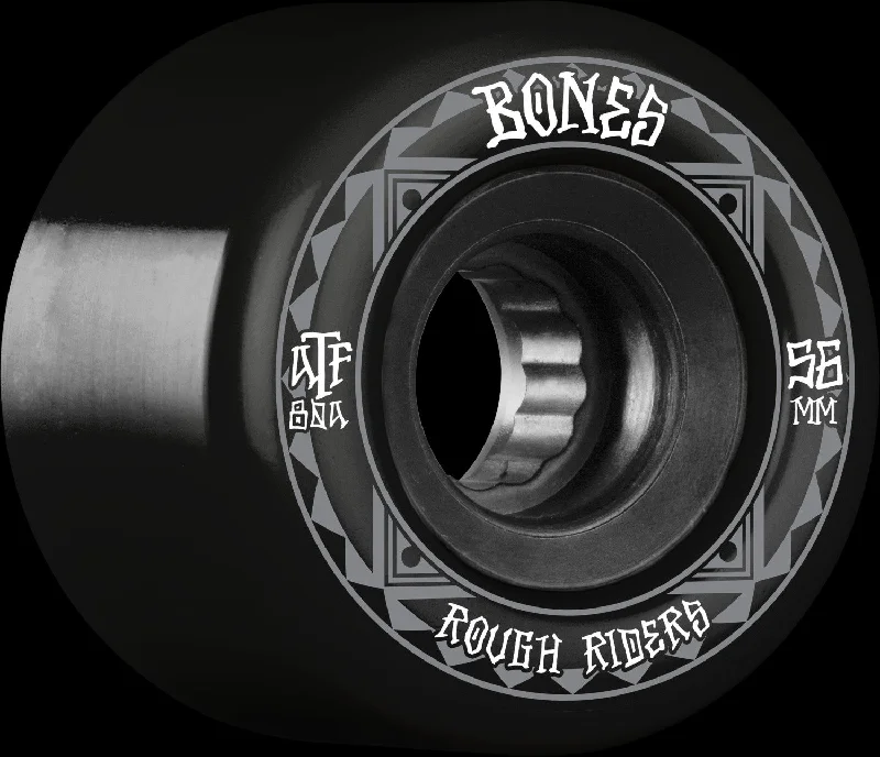 Skateboard Wheels with Soft Grip-BONES WHEELS ATF Rough Rider Skateboard Wheels Runners 56mm 80a 4pk Black