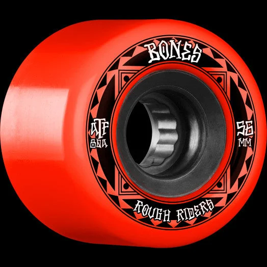 Premium Skateboard Wheels-BONES WHEELS ATF Rough Rider Skateboard Wheels Runners 56mm 80a 4pk Red