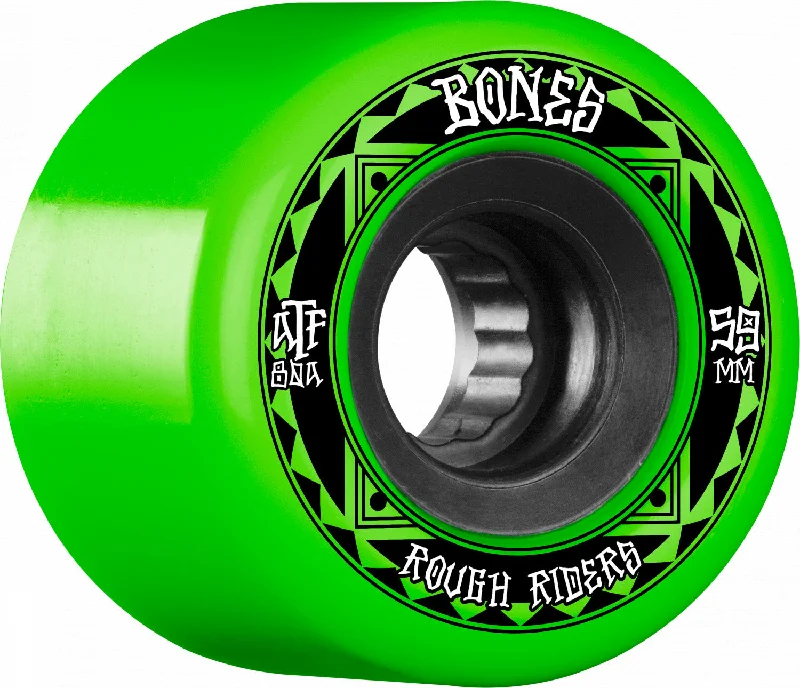 Skateboard Wheels for Ramps and Parks-BONES WHEELS ATF Rough Rider Skateboard Wheels Runners 59mm 80a 4pk Green