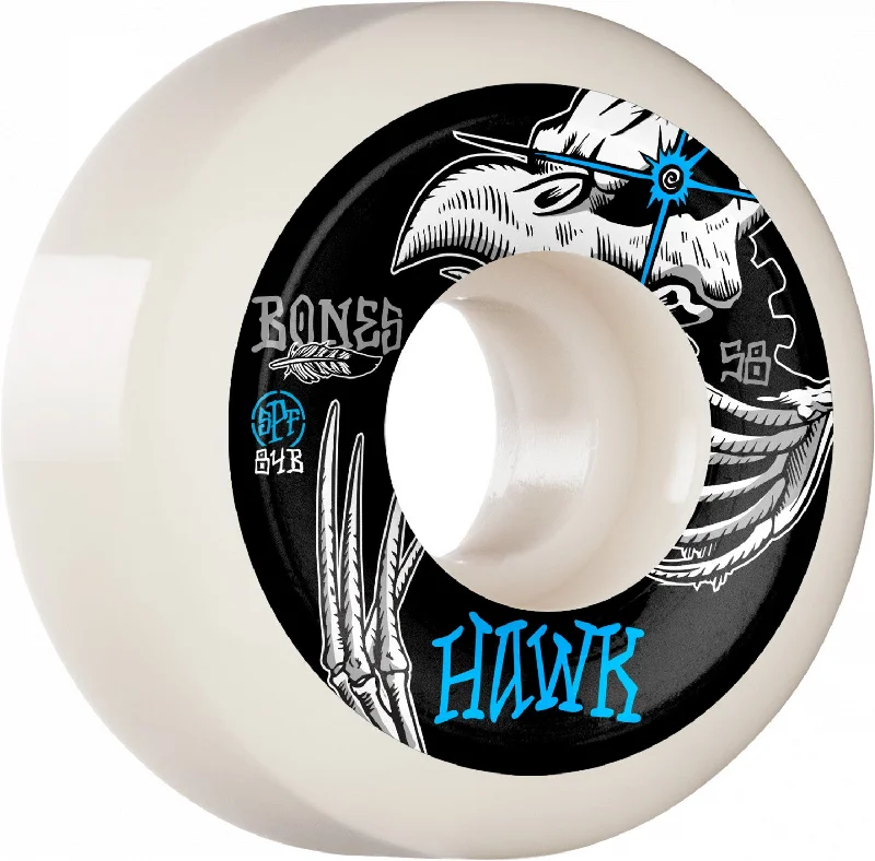 Soft Skateboard Wheels for Smooth Ride-BONES WHEELS PRO SPF Skateboard Wheels Hawk Tattoo 58mm P5 Sidecut 84B 4pk