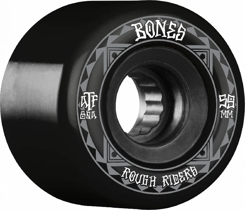 Skateboard Wheels with Durable Rubber-BONES WHEELS ATF Rough Rider Skateboard Wheels Runners 59mm 80a 4pk Black