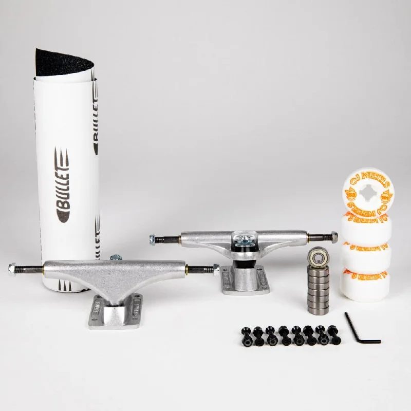 Skateboard Trucks with Quick Turn Response-Bullet / OJ Full Truck Kit Silver Undercarriage Kit - 145