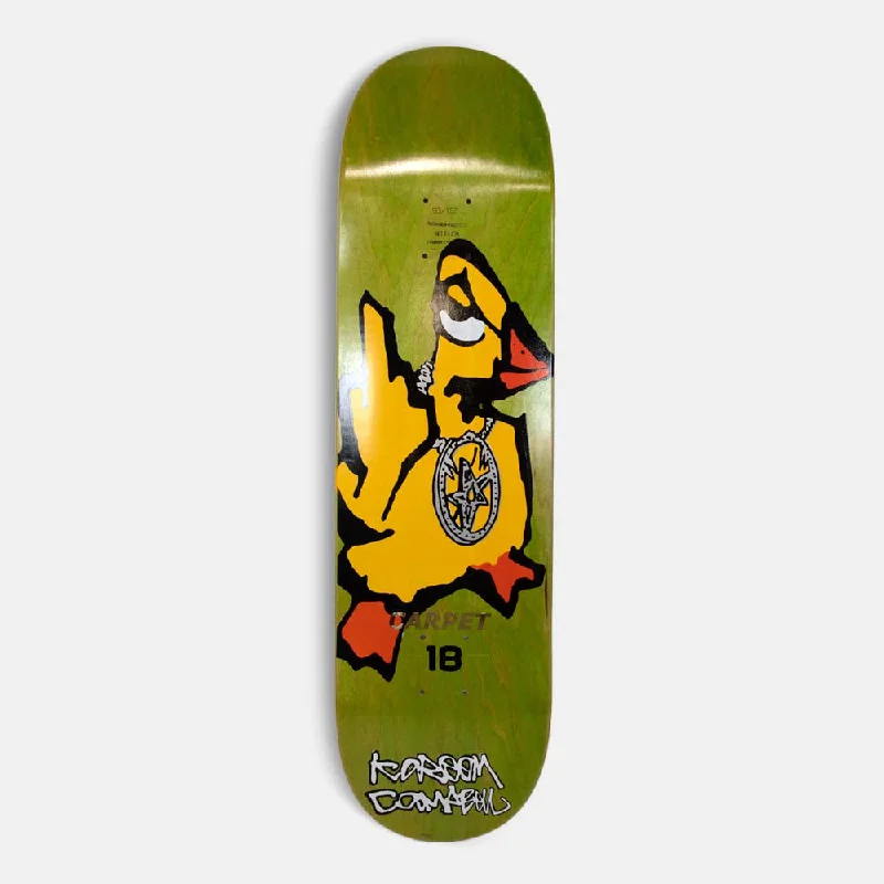 Skateboard Deck with Full Concave-Carpet Company - 8.38" Kareem Campbell Duck You  Skateboard Deck (Green Stain)