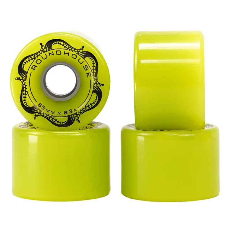 Skateboard Wheels for Quick Turns-Carver Surf Skate Skateboard Roundhouse Wheels - 65mm 83a Slick - Green Glo