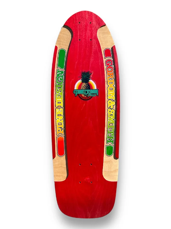 Skateboard Deck for Professional Skaters-30" PineDesign 2 Routed Rails Deck Reissue - Red