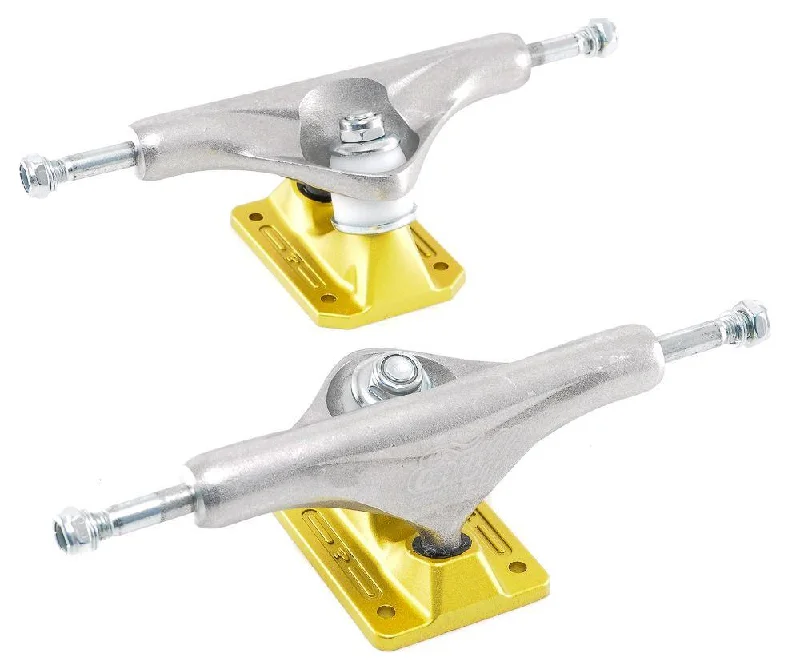 Skateboard Trucks with Rebuilt Suspension for Pro-Level Comfort-Enuff Decade Pro Satin Skateboard Trucks - Natural / Gold - 139mm