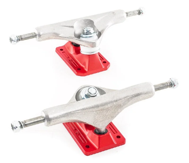 Skateboard Trucks with Stronger and Lighter Materials-Enuff Decade Pro Satin Skateboard Trucks - Natural / Red - 139mm