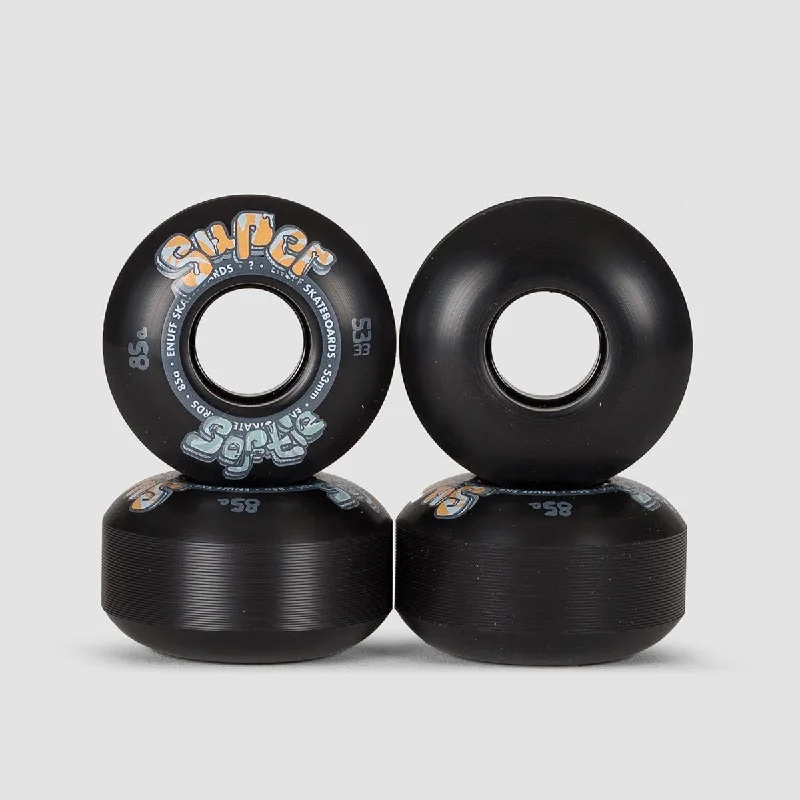 Soft Skateboard Wheels for Rough Terrain-Enuff Super Softie Skateboard Wheels Black 53mm