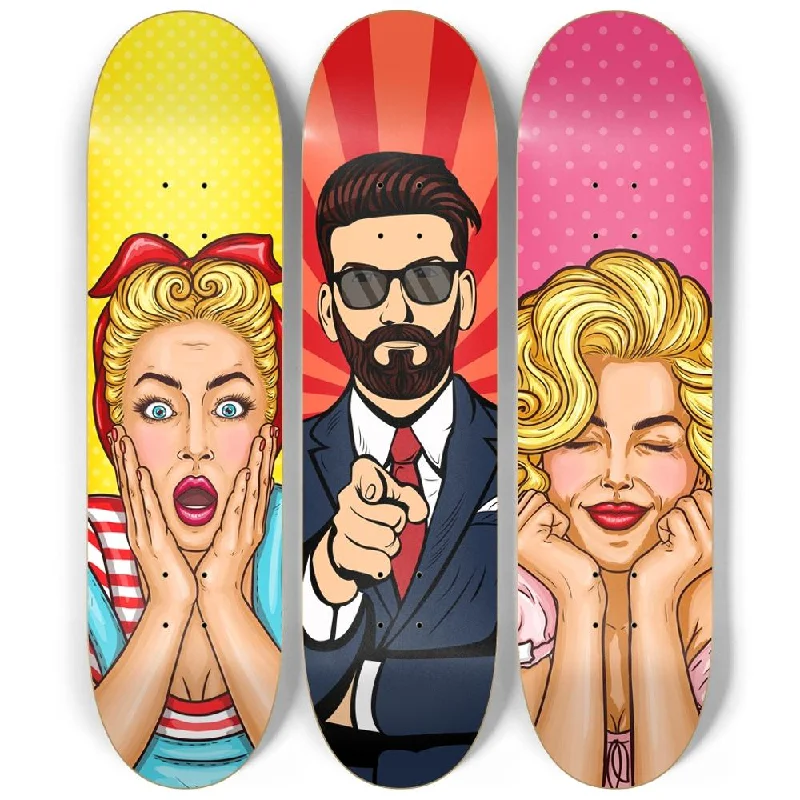 Skateboard Deck with Unique Shape-Epic Pop art Skateboard Wall Art