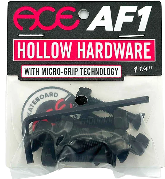 Skateboard Hardware with Heavy-Duty Construction-Ace 1.25" Allen Hollow W/Grippers Hardware Set Black