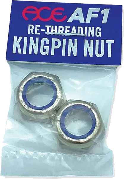 Skateboard Hardware for High-Durability Use-Ace Re-Threading Kingpin Nuts 2 Pack Silver