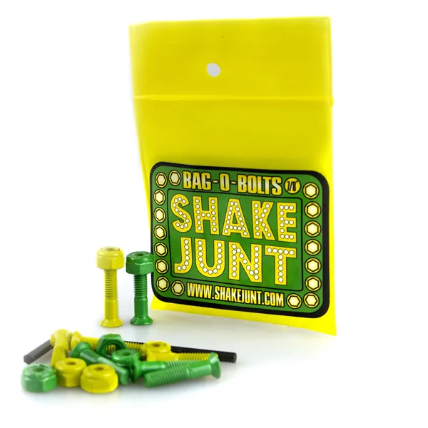 Skateboard Hardware for Quick Performance Adjustments-Shake Junt Bag-O-Bolts All Green & Yellow 7/8"(Allen) 1set