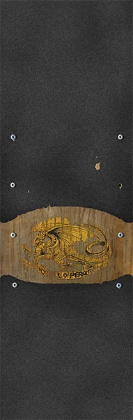 Skateboard Grip Tape for Custom Graphics-Powell Peralta GRIPTAPE Sheet 10.5x33 Oval Dragon 3 Bk/Gold/Gld