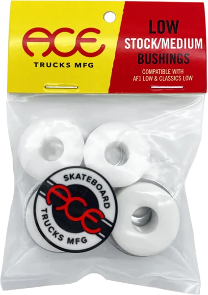 Skateboard Hardware for Long-Term Skating-Ace Low Std/Stock Bushings Kit 91a/86a White 2pr