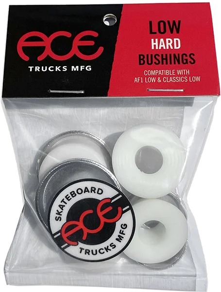 Skateboard Hardware with Heavy-Duty Shock Absorption-Ace Low Hard Bushings Kit 94a White 2pr