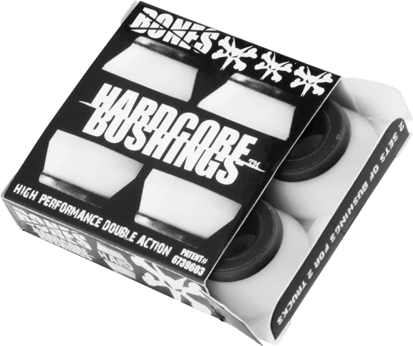 Skateboard Wheels for Fast Acceleration and Control-Bones Wheels Hardcore 4pc Hard White/Black Bushings