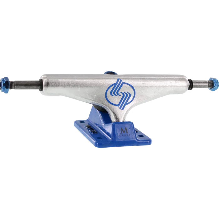 Skateboard Trucks for Smooth Grinds and Slides-Silver M-Hollow 8.0 Polished/Blue Skateboard Trucks (Set of 2)