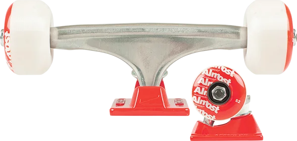 Skateboard Trucks for Maximum Stability in Grinds-Ten/Almost Assembly 5.25 Raw/Red W/52mm Repeat Skateboard Trucks (Set of 2)