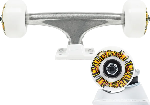 Skateboard Trucks for Strong and Fast Landings-Ten/Blind Assembly 5.25 Raw/White W/52mm Og Stretch Skateboard Trucks (Set of 2)