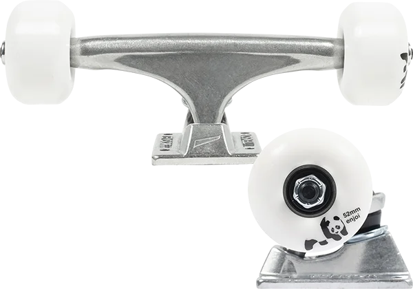 Skateboard Trucks for High-Speed Stability-Ten/Enjoi Assembly 5.25 Raw/Raw W/52mm Panda Skateboard Trucks (Set of 2)