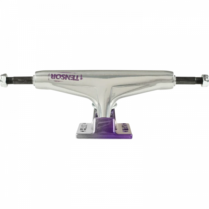 Skateboard Trucks for Tech-Specific Setups-Tensor Reg Alum 5.25 Stencil Mirror Raw/Purple Fade Skateboard Trucks (Set of 2)