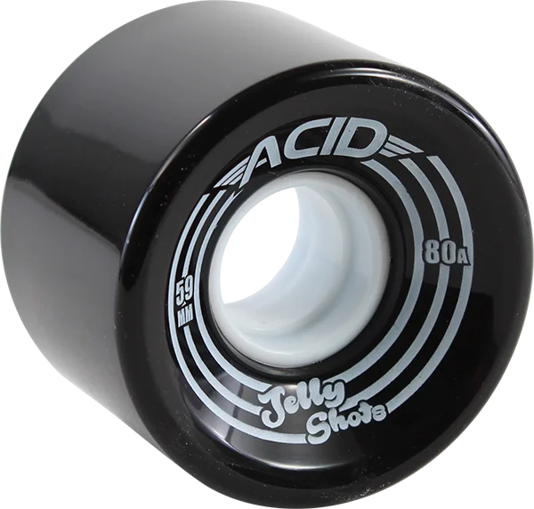 Soft Skateboard Wheels for Rough Terrain-Acid Jelly Shots 59mm 80a Black  Skateboard Wheels (Set of 4)