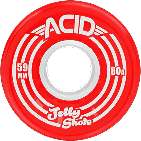 High-Durometer Skateboard Wheels-Acid Jelly Shots 59mm 80a Red Skateboard Wheels (Set of 4)