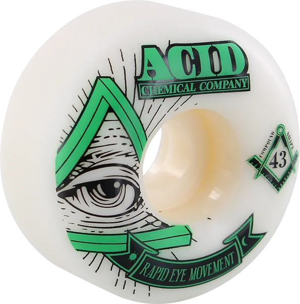 Skateboard Wheels with Hybrid Urethane-Acid Rem Pyramid 56mm 101a White Skateboard Wheels (Set of 4)