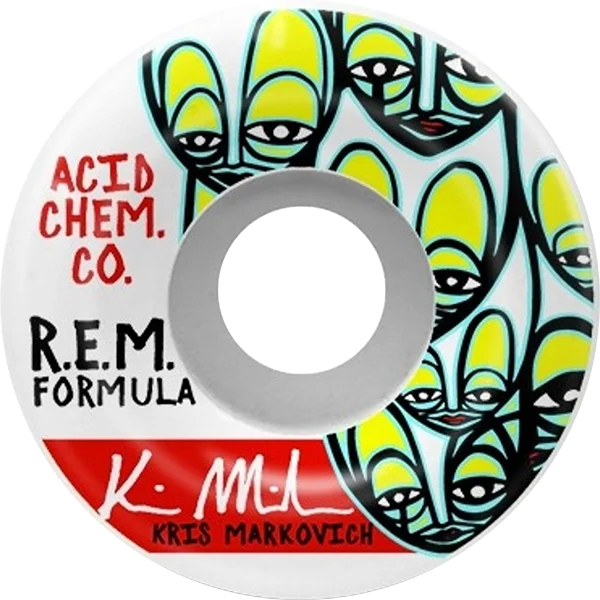 Skateboard Wheels with Strong Traction-Acid Markovich Rem Ltd 53mm 101a White Skateboard Wheels (Set of 4)