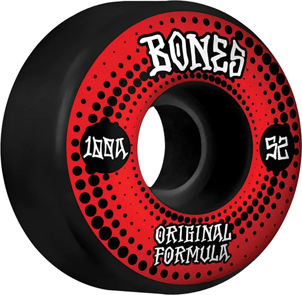 Skateboard Wheels for Fast Acceleration and Control-Bones Wheels 100'S Og V4 Originals 52mm 100a Black Skateboard Wheels (Set of 4)