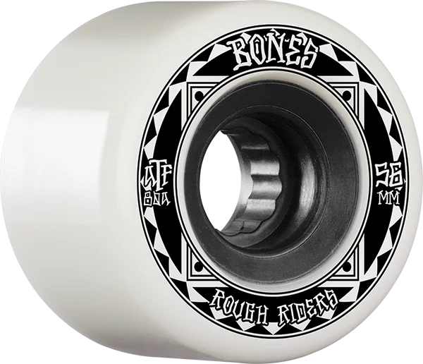 Soft Skateboard Wheels for Smooth Ride-Bones Wheels ATF Rough Rider Runners 56mm 80a White/Black Skateboard Wheels (Set of 4)