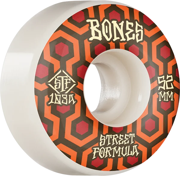 Skateboard Wheels with 56mm Diameter-Bones Wheels STF V1 Retros 52mm 103a White Skateboard Wheels (Set of 4)