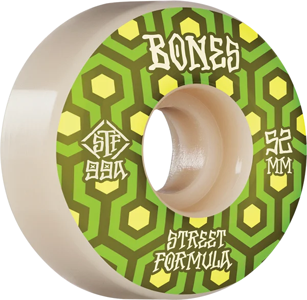 Skateboard Wheels for Big Air Tricks-Bones Wheels STF V1 Retros 52mm 99a White Skateboard Wheels (Set of 4)