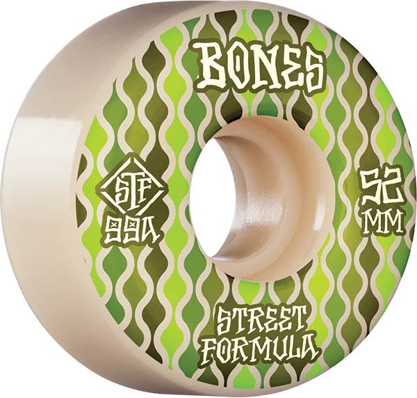 Skateboard Wheels for All Terrain-Bones Wheels STF V2 Retros 52mm 99a White Skateboard Wheels (Set of 4)