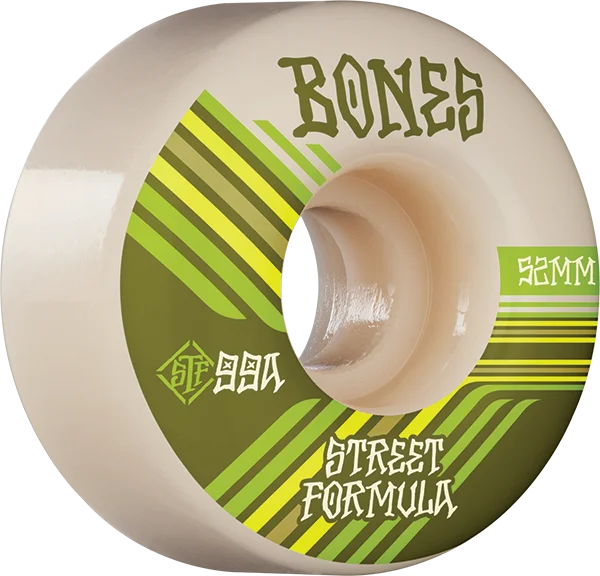 Hard Skateboard Wheels for Street Skating-Bones Wheels STF V4 Retros 52mm 99a White Skateboard Wheels (Set of 4)