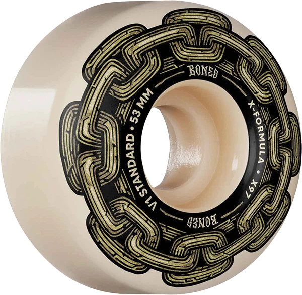 Skateboard Wheels with Hard and Soft Compound-Bones Wheels Xf X97 V1 Std 53mm 97a Gold Chain Nat Skateboard Wheels (Set of 4)