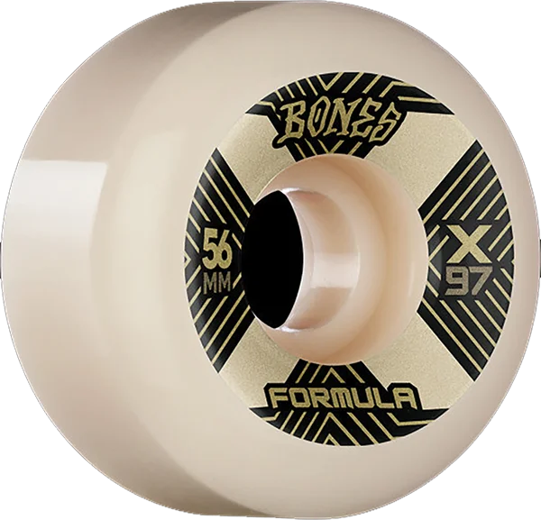 Skateboard Wheels for Flexible Riding Styles-Bones Wheels Xf X97 V6 Wide-Cut 56mm 97a Xcell Nat Skateboard Wheels (Set of 4)