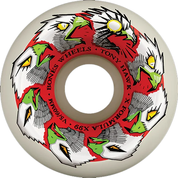 Skateboard Wheels for Pool Skating-Bones Wheels Hawk Xf V5 Animation 60mm 99a White Skateboard Wheels (Set of 4)