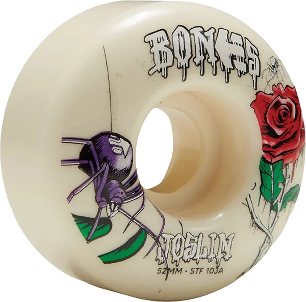 Skateboard Wheels for Long-Lasting Speed-Bones Wheels Joslin STF V1 Etnies Collab 52mm 103a White Skateboard Wheels (Set of 4)