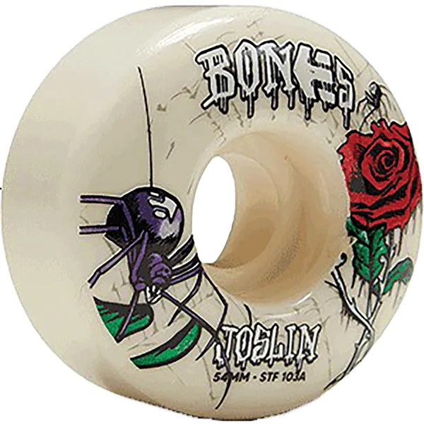 Skateboard Wheels with Consistent Performance-Bones Wheels Joslin STF V1 Etnies Collab 54mm 103a White Skateboard Wheels (Set of 4)