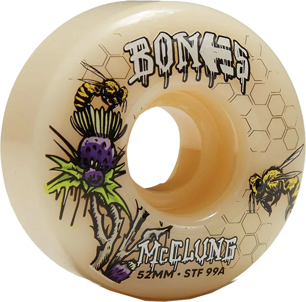 Skateboard Wheels for Professional Freeride-Bones Wheels Mcclung STF V1 Etnies Collab 52mm 99a Nat Skateboard Wheels (Set of 4)