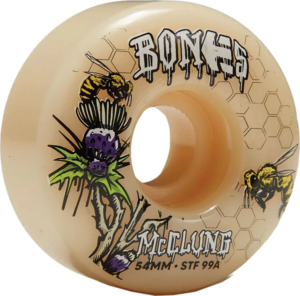 Skateboard Wheels for Maximum Control and Speed-Bones Wheels Mcclung STF V1 Etnies Collab 54mm 99a Nat Skateboard Wheels (Set of 4)