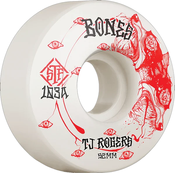 Skateboard Wheels for Indoor and Outdoor Skating-Bones Wheels Rogers STF V3 Whirling Specters 52mm 103a Wt Skateboard Wheels (Set of 4)