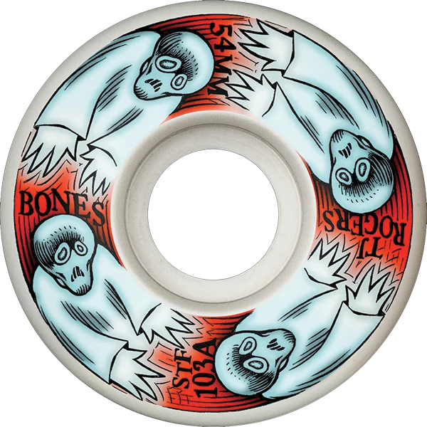 Skateboard Wheels for Park and Street Use-Bones Wheels Rogers STF V3 Whirling Specters 54mm 103a Wt Skateboard Wheels (Set of 4)