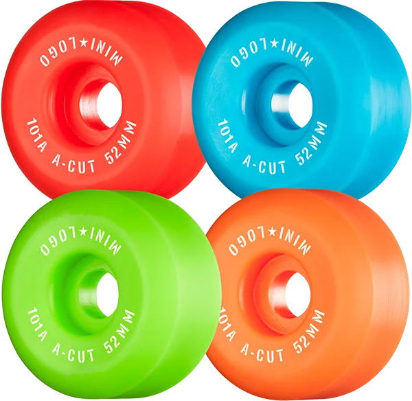 Skateboard Wheels for Long-Lasting Speed-Ml A-Cut 52mm 101a Asst.Green/Red/Blue/Orange  Skateboard Wheels (Set of 4)